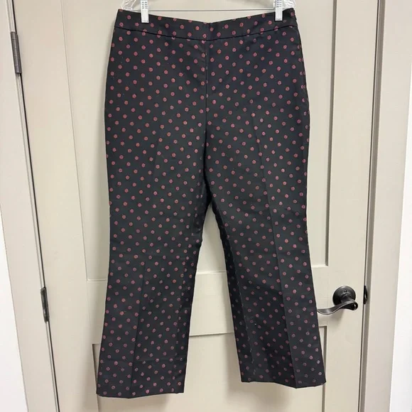 Talbots Kick Crop Pants in Holiday Dot Sz‎ 12 Black & Red Shimmering Polka Dots - Picture 4 of 16